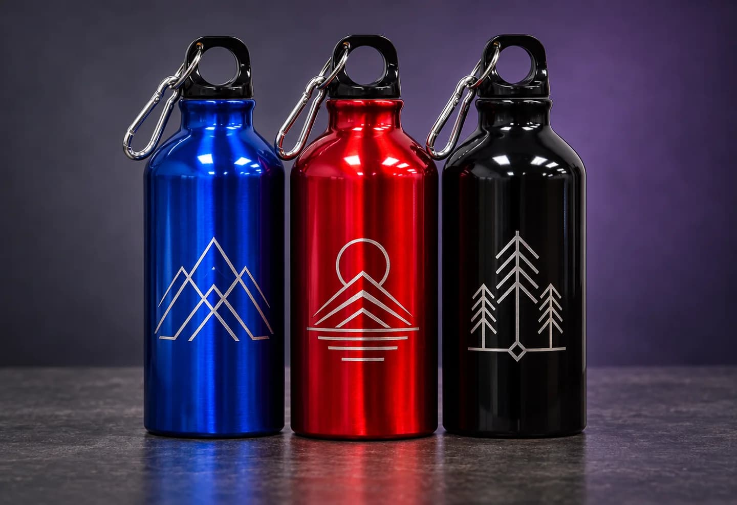 Botellas de aluminio personalizadas mediante grabado láser
