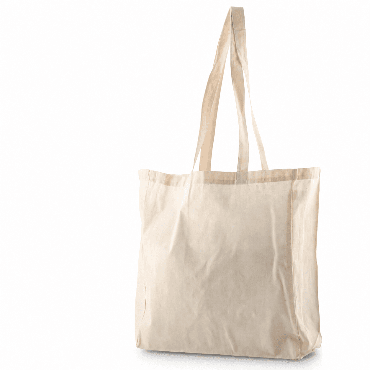 Bolsa de algodón con fuelle y manijas